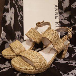 Anne Klein Padrino Raffia Slingback Sandals - NIB